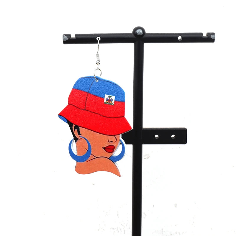 Haitian Woman Wooden Earrings – Handmade Cultural Jewelry | JerseyPro - JerseyPro