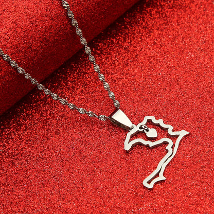 Stainless Steel Haiti Heart Map Necklace – Haitian Pride Jewelry - JerseyPro