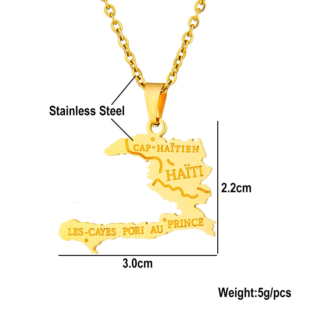 Haiti Map Pendant Necklace – Stainless Steel City Design for Men & Women | JerseyPro - JerseyPro