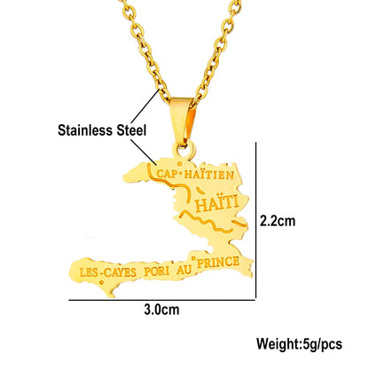 Haiti Map Pendant Necklace – Stainless Steel City Design for Men & Women | JerseyPro - JerseyPro