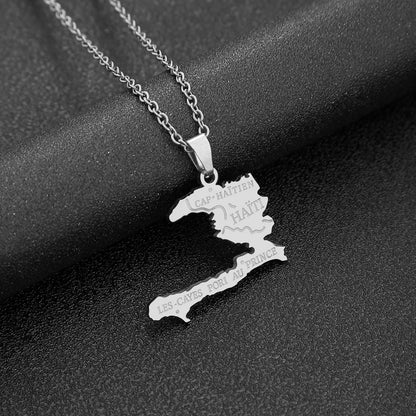 Haiti Map Pendant Necklace – Stainless Steel City Design for Men & Women | JerseyPro - JerseyPro