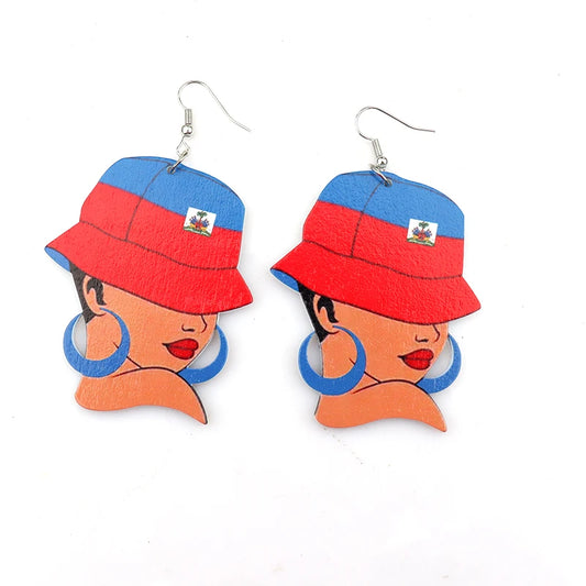 Haitian Woman Wooden Earrings – Handmade Cultural Jewelry | JerseyPro - JerseyPro